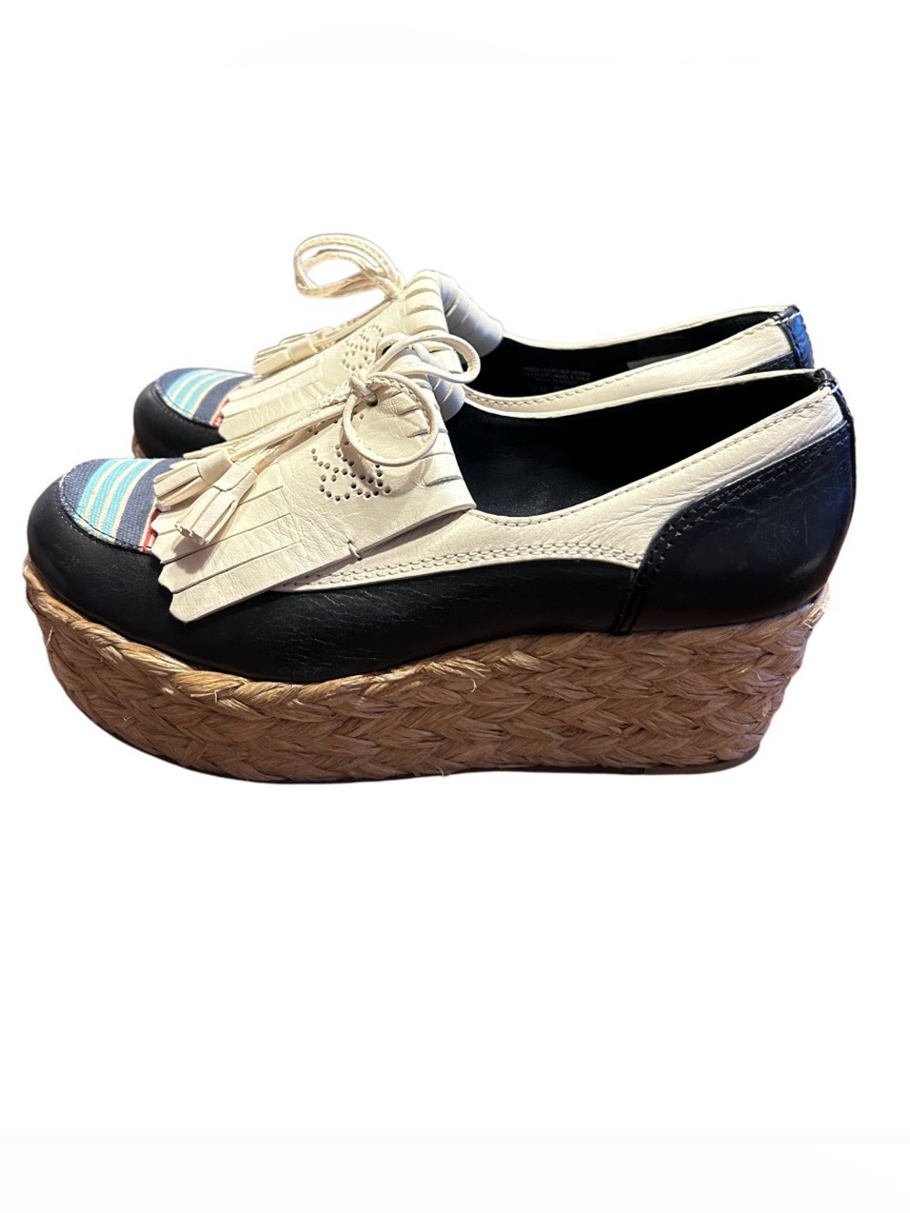 Tory Burch Shoes Size 7 M Platform Wedge espadrille Loafers MSRP 300.00